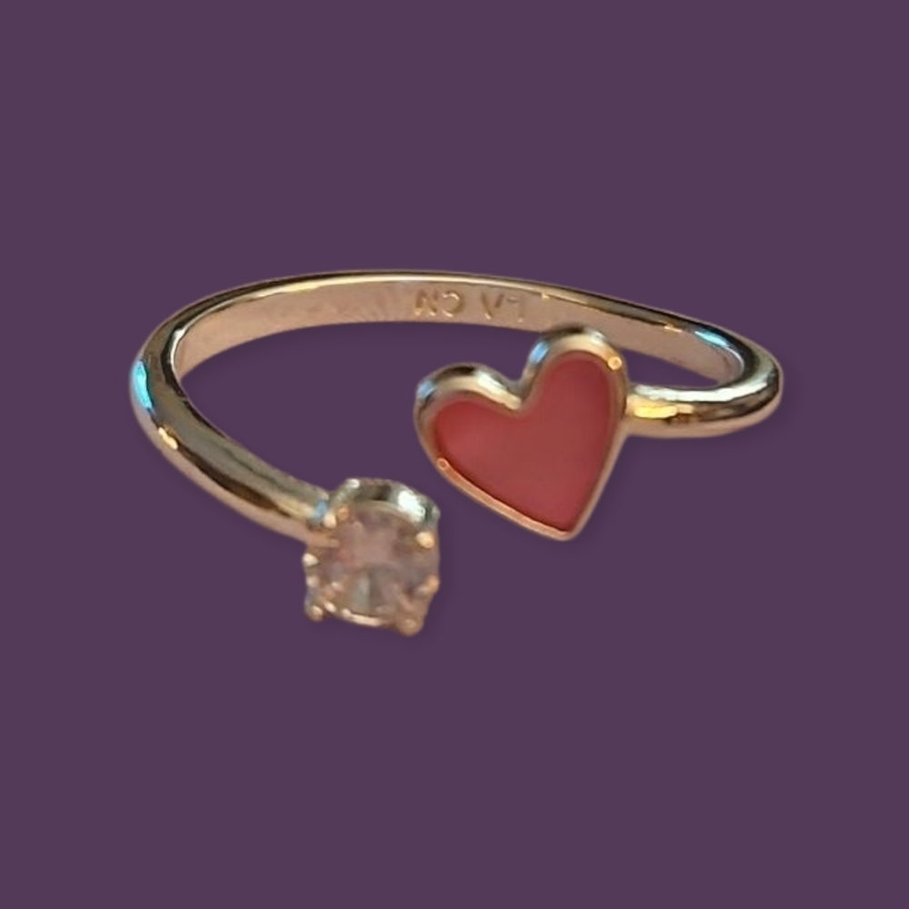 LA CN Silver Plated Heart Bypass Ring Size 9